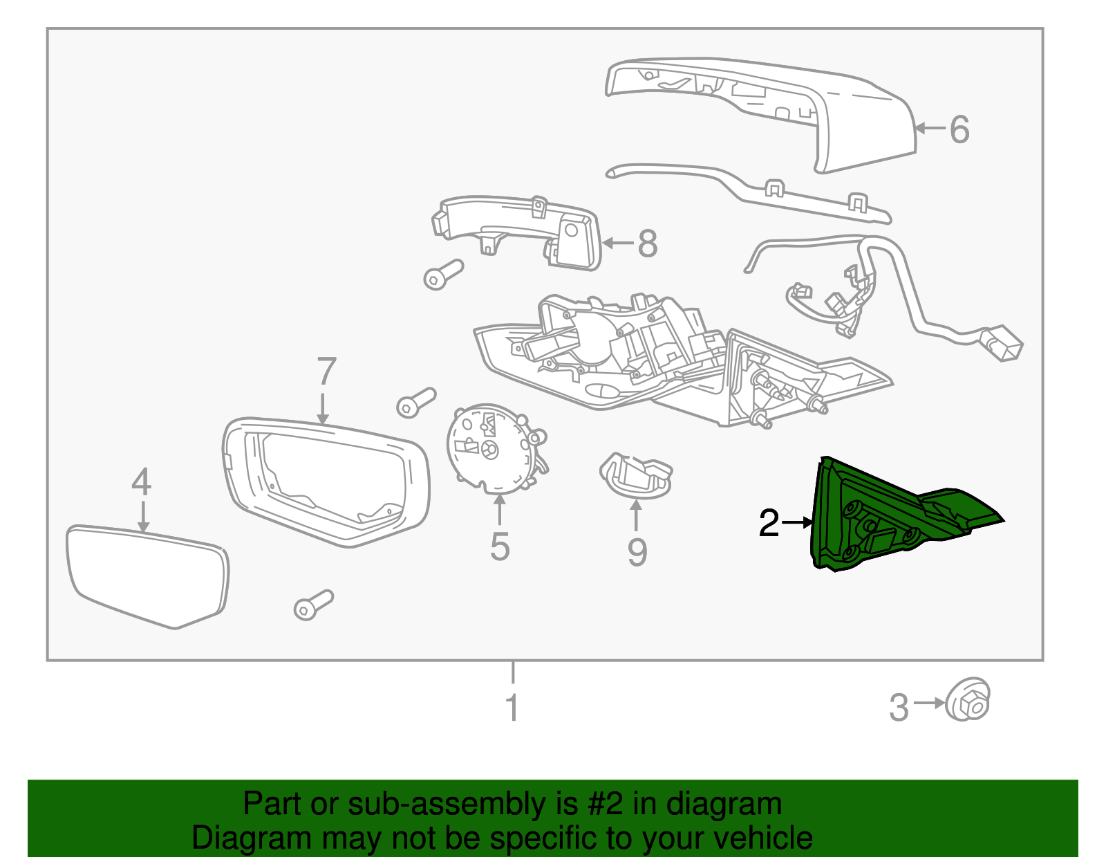 Passenger Side Outside Rearview Mirror Gasket - Cadillac (84152286)