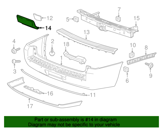 20152020 Cadillac Primed Rear Bumper Fascia Trailer Hitch Access Hole
