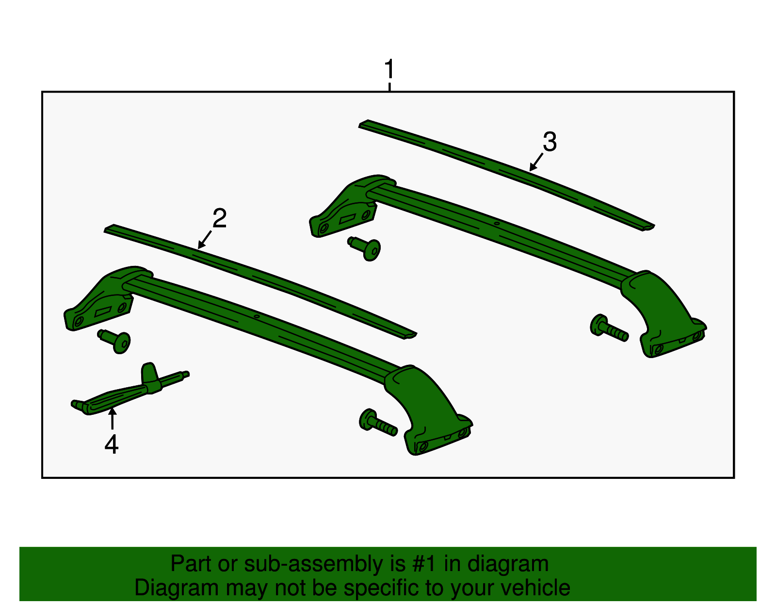Roof Rack Cross Rail Package in Bright Anodized Aluminum - Cadillac (84121220)