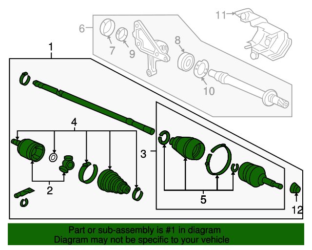 44306TP6A03 Drive Shaft Assembly, L 20102012 Honda Honda Car