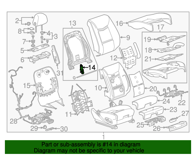 20132019 Cadillac XTS Power Seat Recliner Actuator 13578643