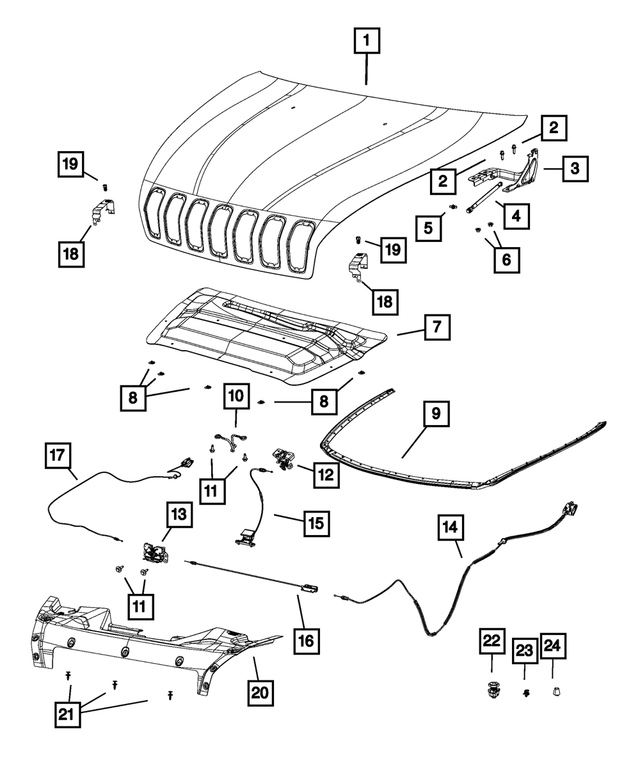 20142015 Jeep Cherokee Hood Release Cable 68192459AA Mopar eStore