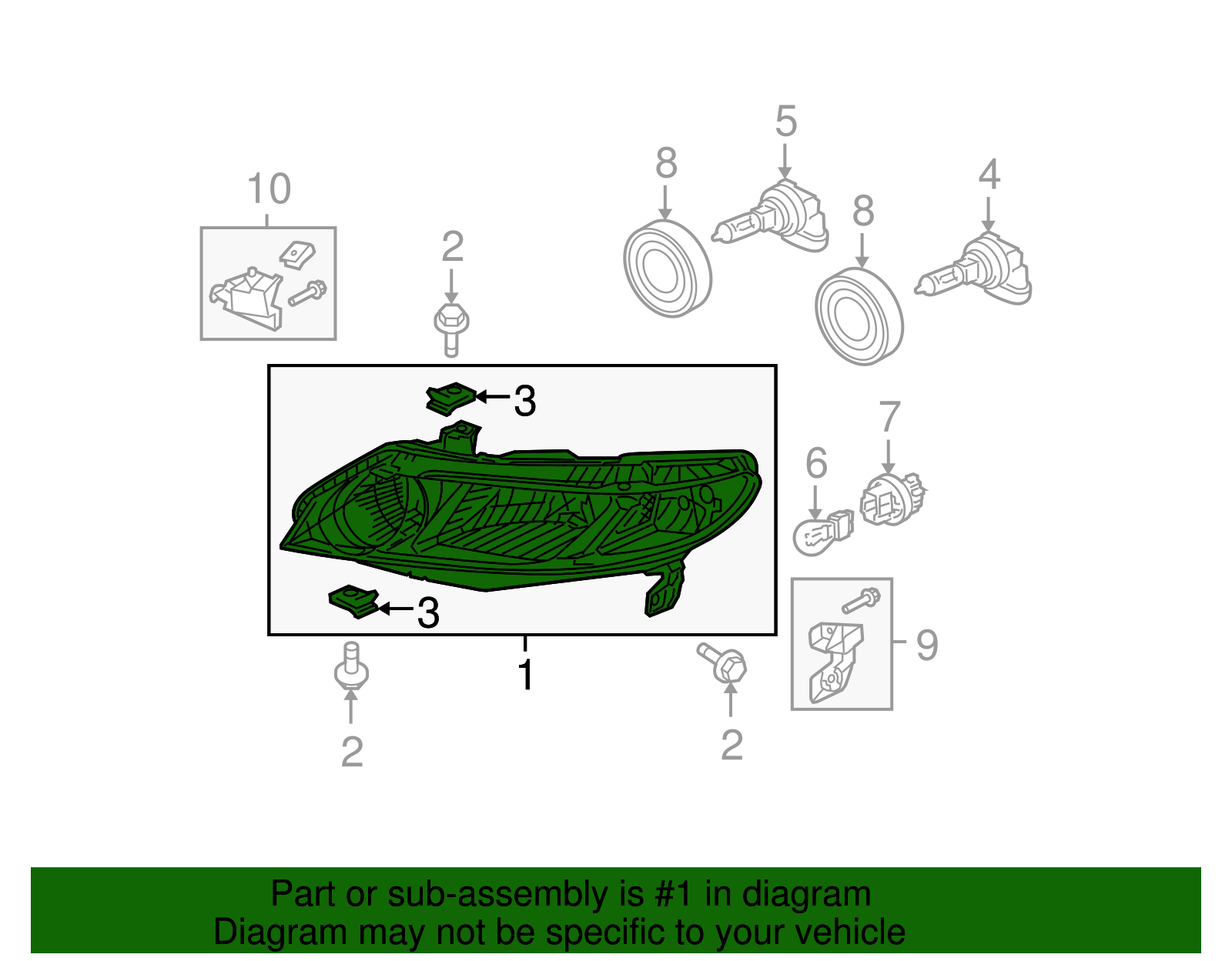 33101SNCA01 20062011 Honda Civic Headlight Unit R Genuine