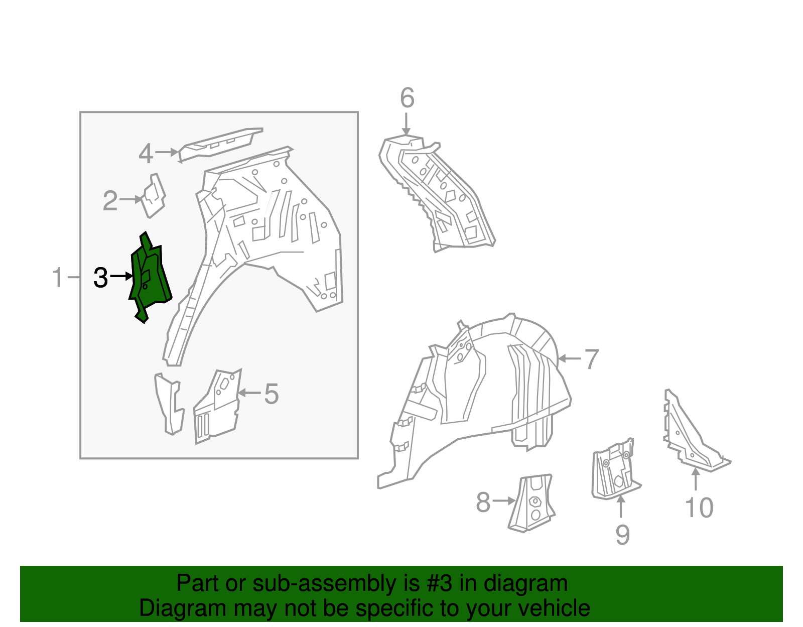 Passenger Side Quarter Inner Panel Brace - Cadillac (84142402)