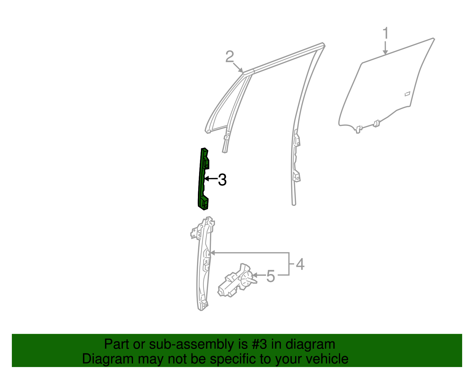 Rear Driver Side Door Window Rear Channel - Buick (25781702)