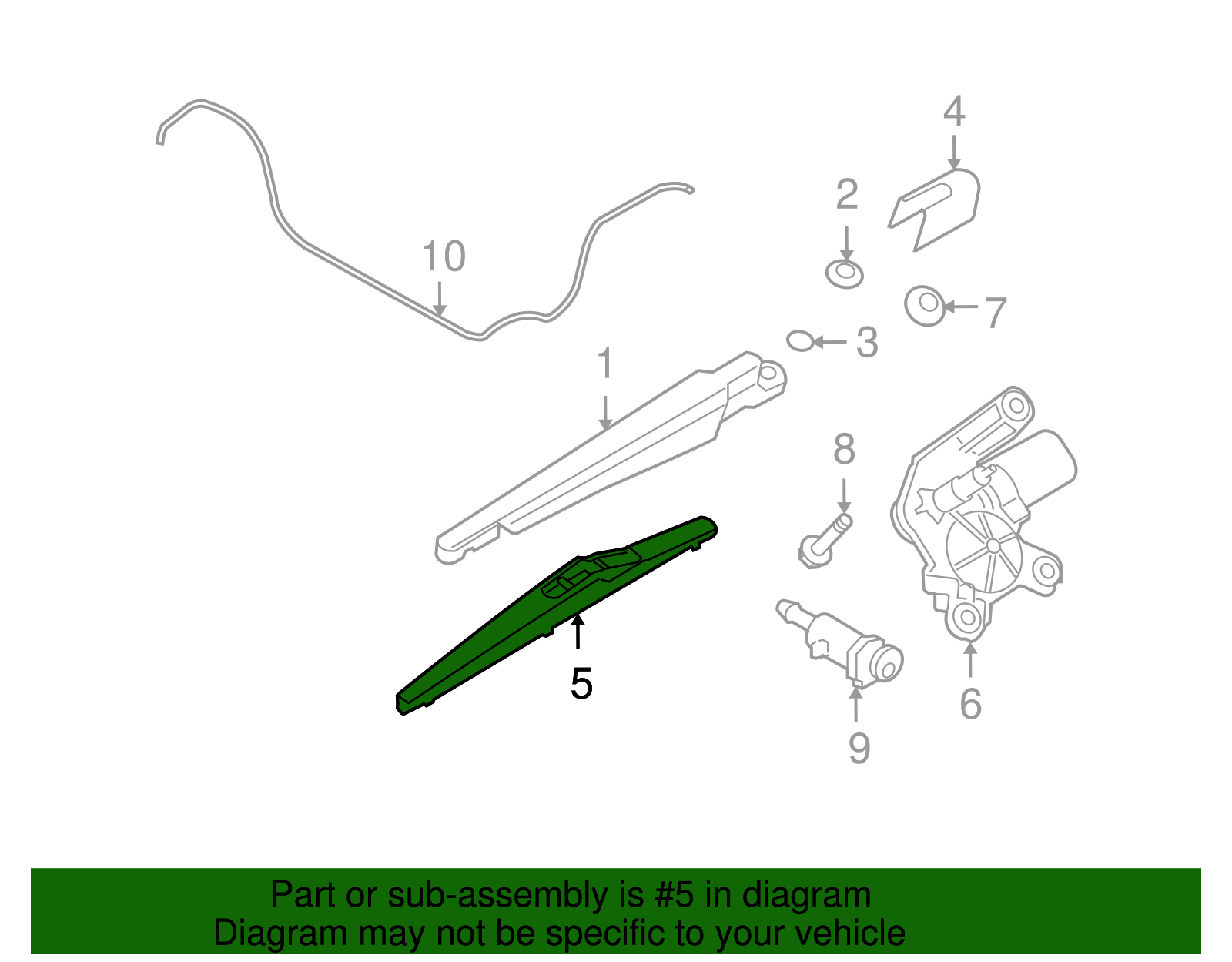 Rear Window Wiper Blade, 9 in - GM (93195999)