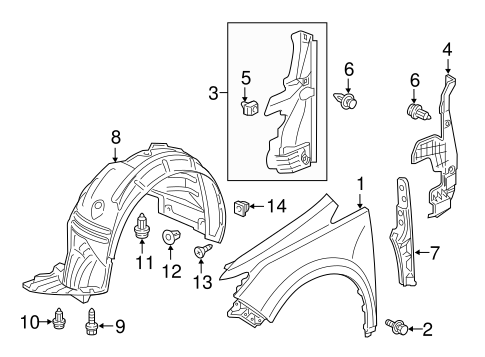 Fender & Components for 2016 Honda Odyssey OEM Honda Parts Warehouse