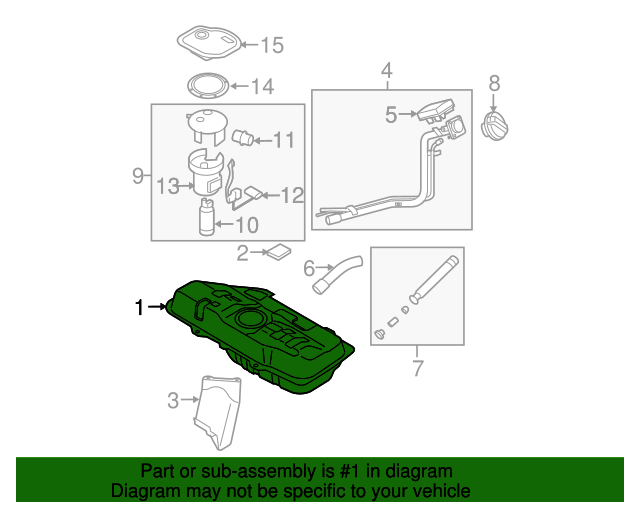 20082011 Hyundai Accent Fuel Tank 311501E550 OEM Parts Online