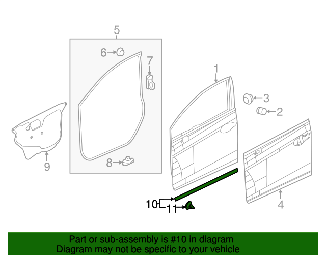 OEM 20122015 Honda Civic Seal, Front Door (Lower) 72328TS6H01
