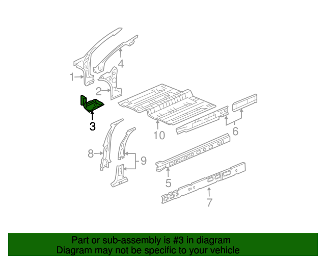 20052016 GM Driver Side Engine Compartment Outer Rail Extension with
