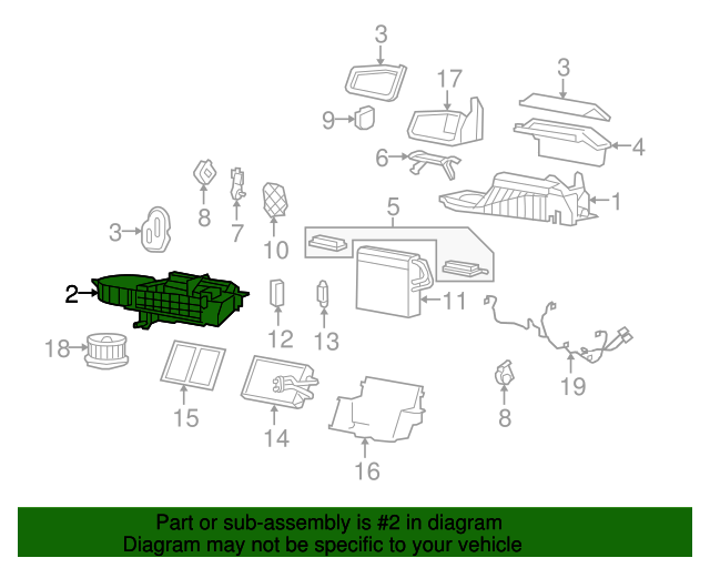 20042013 GM Heater, Air Conditioning Evaporator, and Blower Lower Case 89018757