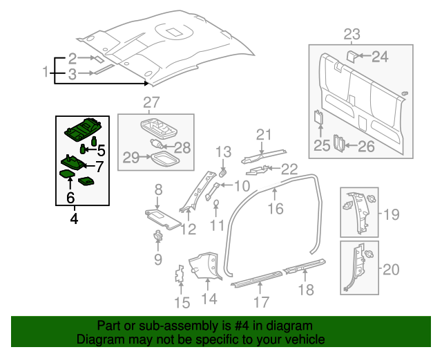 Genuine Toyota 63650-04010-B0 Roof Console Box Assembly