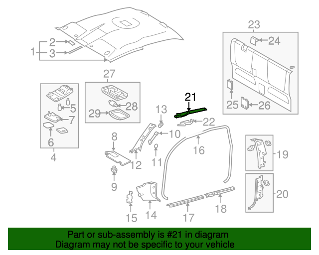 20092015 Toyota Roof Trim 6247204010E1 OEM Parts Online