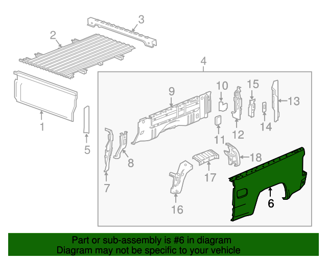 20152022 Chevrolet Colorado Passenger Side Pickup Box Outer Side Panel 23381418 Auto Parts