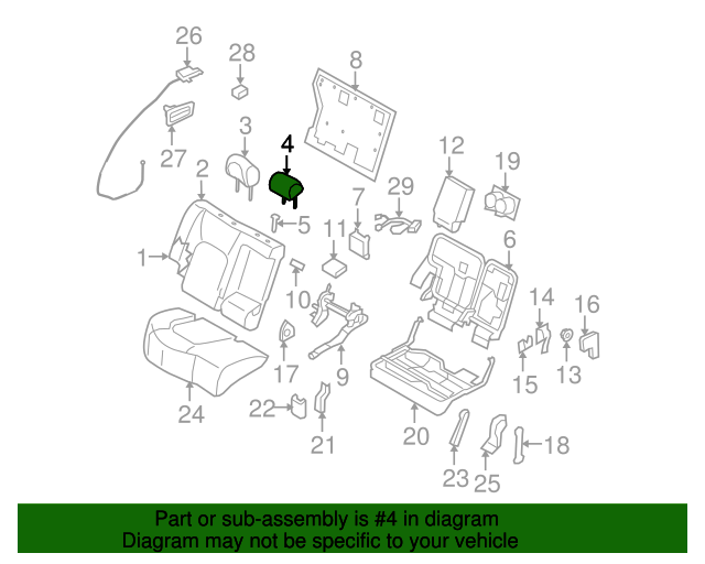 20092014 Nissan Murano Headrest, Center 864601AA0B QuirkParts