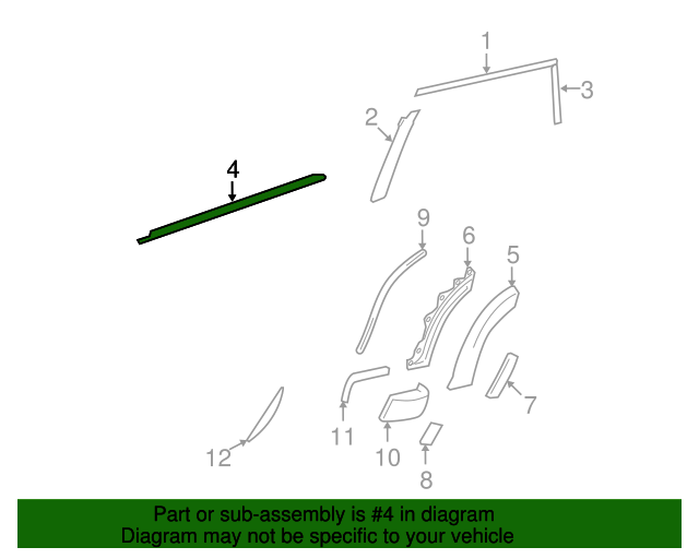 20062012 Toyota RAV4 Door Belt Molding (Left, Rear) 757400R011
