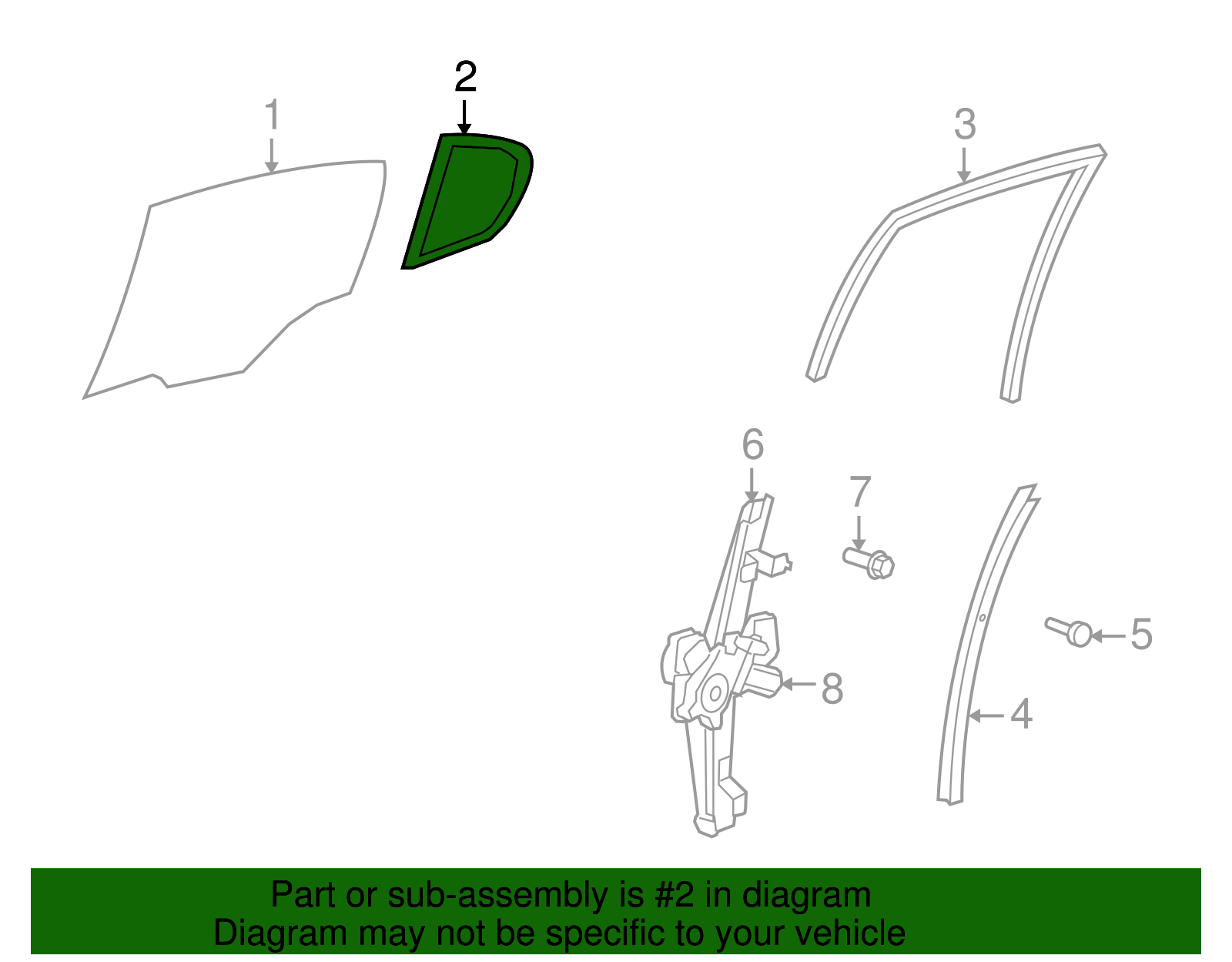 Window, Rear S/D Sta (W/Rear S/D Wdo W/Str) - GM (92254935)