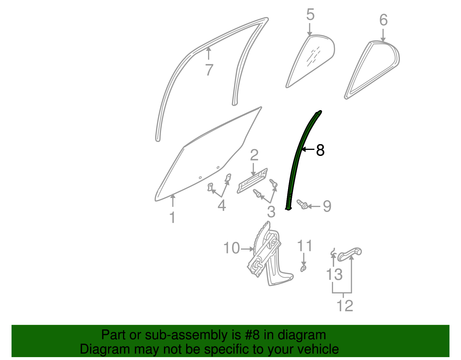 0K30A-72602 - Door Window Division Bar 2001-2005 Kia Rio | Kia.Parts Store