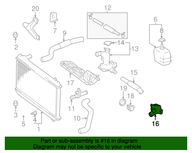 Thermostat Housing Toyota (1632120030) Toyota Parts