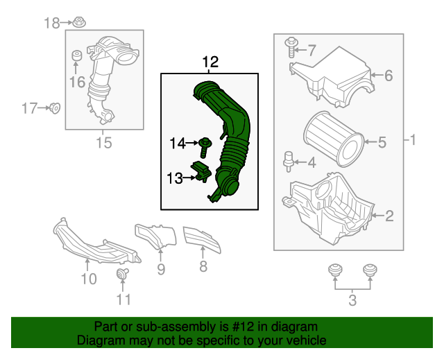 CV6Z9B659H 2013 2016 Ford Escape Air Cleaner Intake Hose