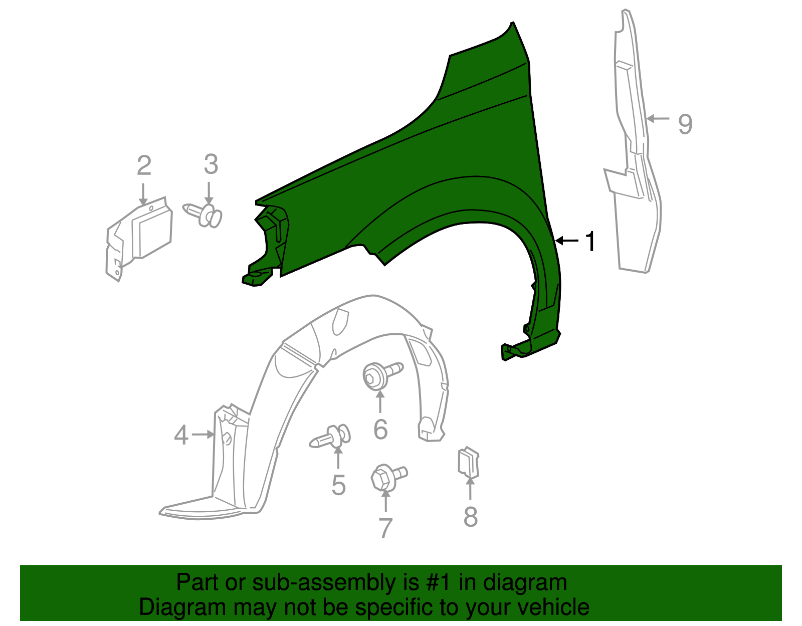 Front Driver Side Fender - GM (88948581)
