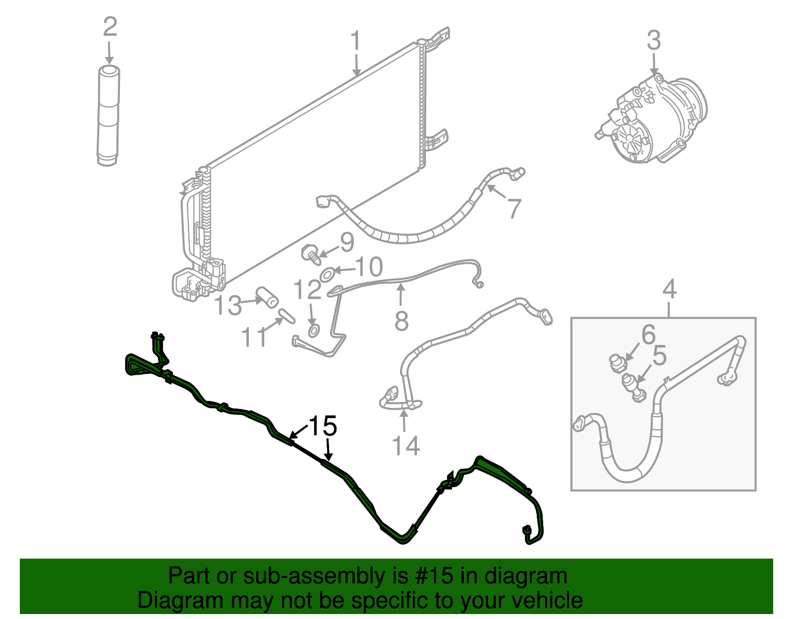 Front Half Auxiliary Air Conditioning Evaporator Hose - GM (89025010)