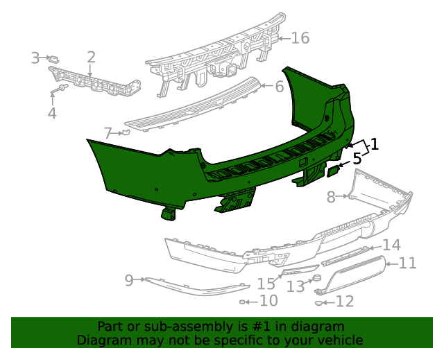 85542034 GM Primed Rear Bumper Upper Fascia GM Parts Store