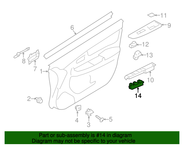 OEM 2012-14 Subaru Driver Door Power Window Switch Impreza Crosstrek 83071FJ011 OEM 2012-14 Subaru Driver Door Power Window Switch Impreza Crosstrek 83071FJ011