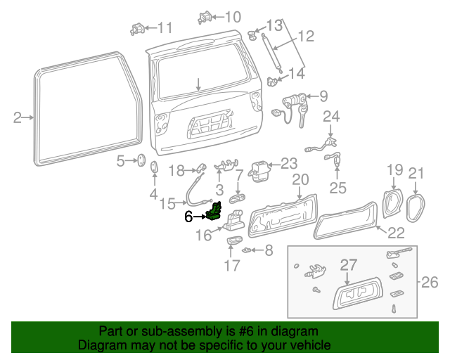 20012007 Toyota Sequoia Genuine Toyota 20012007 Sequoia Rear Liftgate