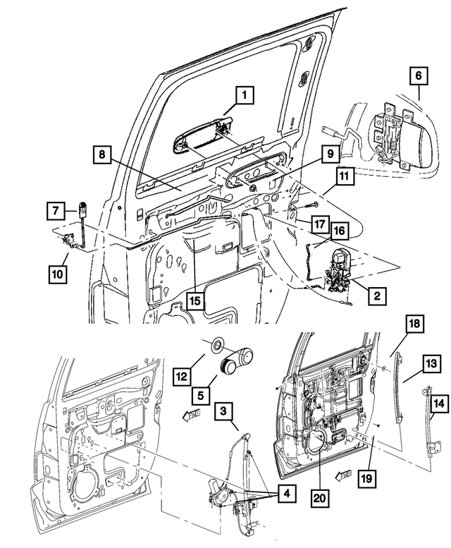 20052011 Ram Dakota Rear Door Latch, Right 55112602AC Mopar Estores