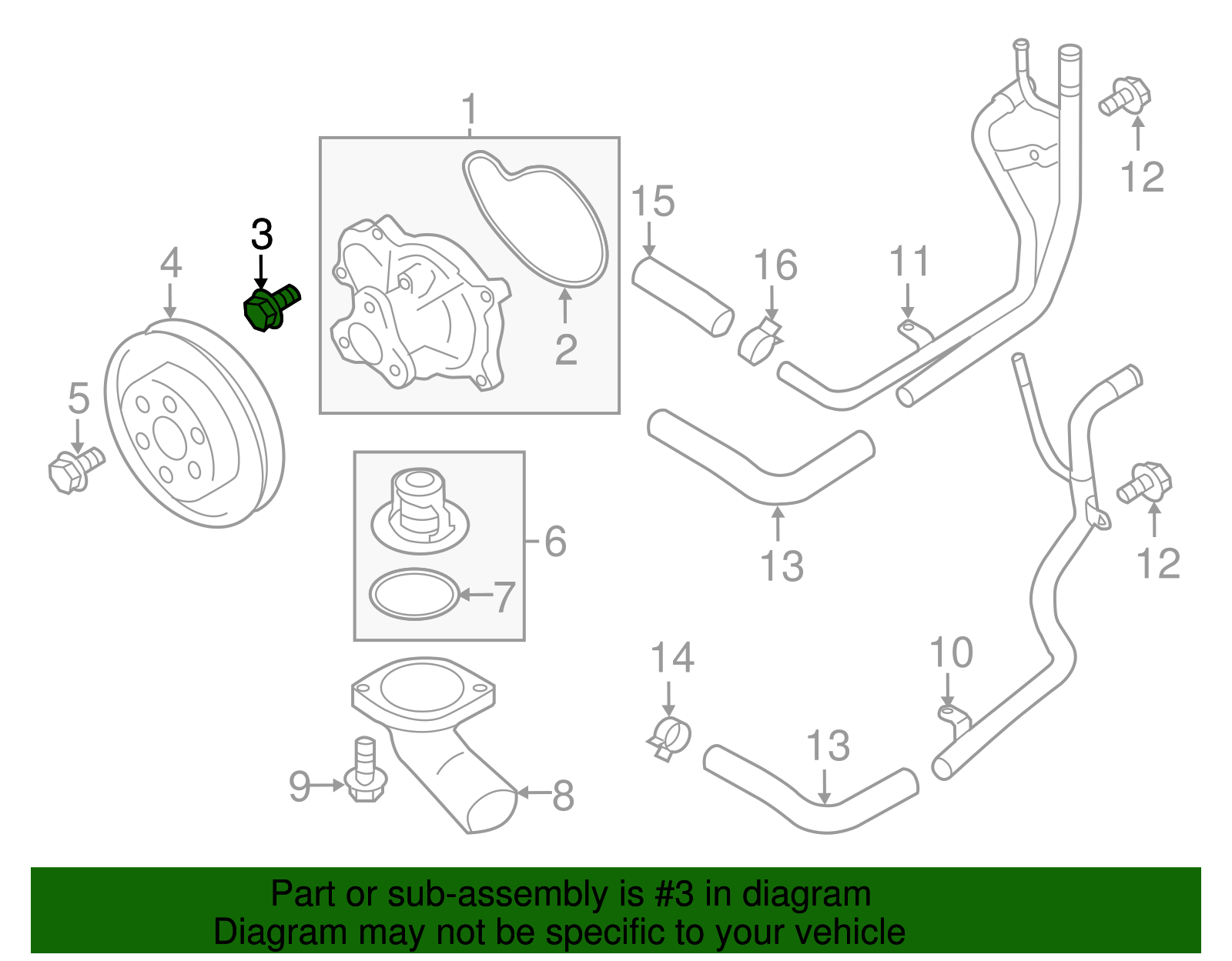 Engine Coolant Thermostat Housing Bolt - Scion (SU003-02198)
