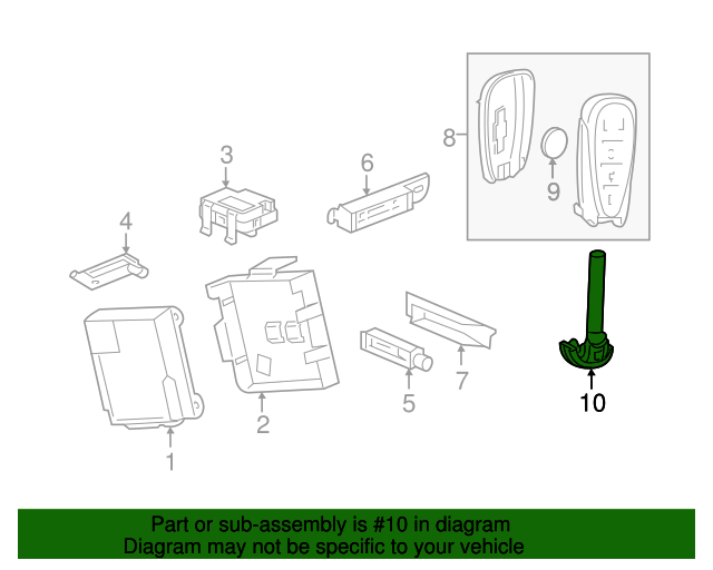 20162022 Chevrolet Keyless Entry Transmitter with Key 13523212 GM
