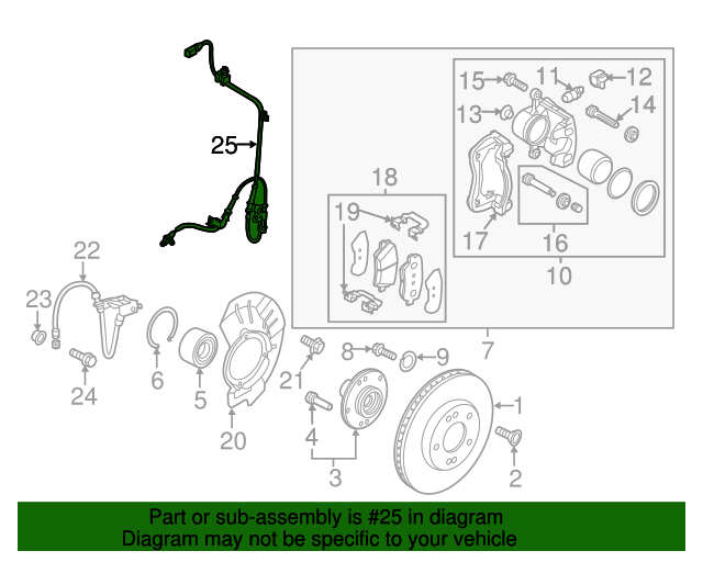 20142019 Kia OEM NEW Kia Soul EV Right Front ABS Wheel Speed Sensor 1419 Kia Soul 95671B2050