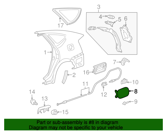 20042009 Toyota Prius Fuel Filler Door 7735047020 Toyota Parts Center