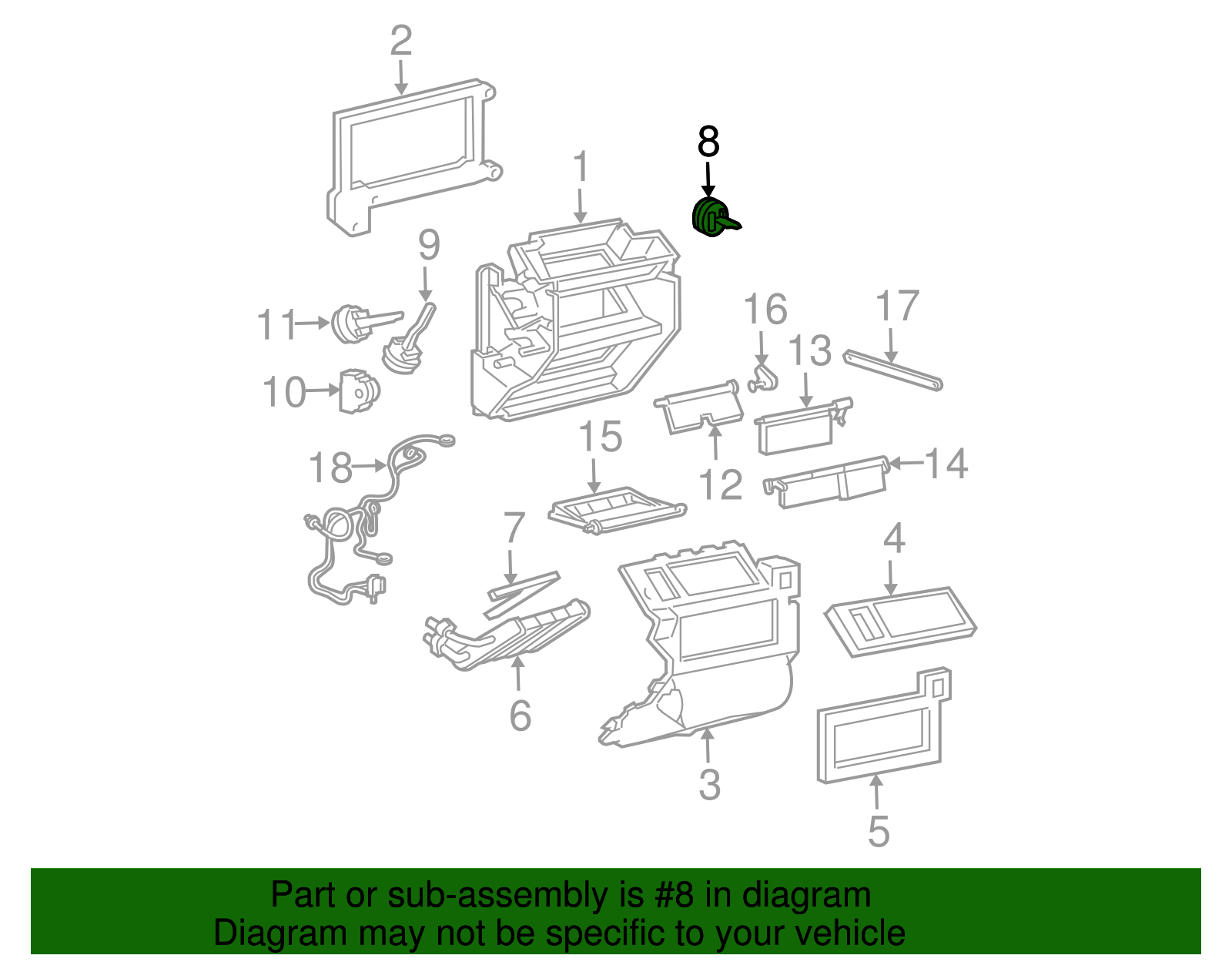 Heating and Air Conditioning Defroster Mode Door Actuator - GM (89018674)