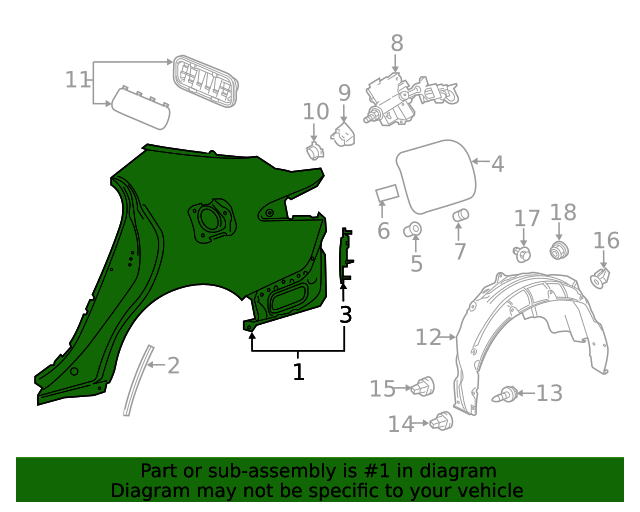 Genuine OEM Quarter Panel Part 6160106310 Fits 20182021 Toyota Camry