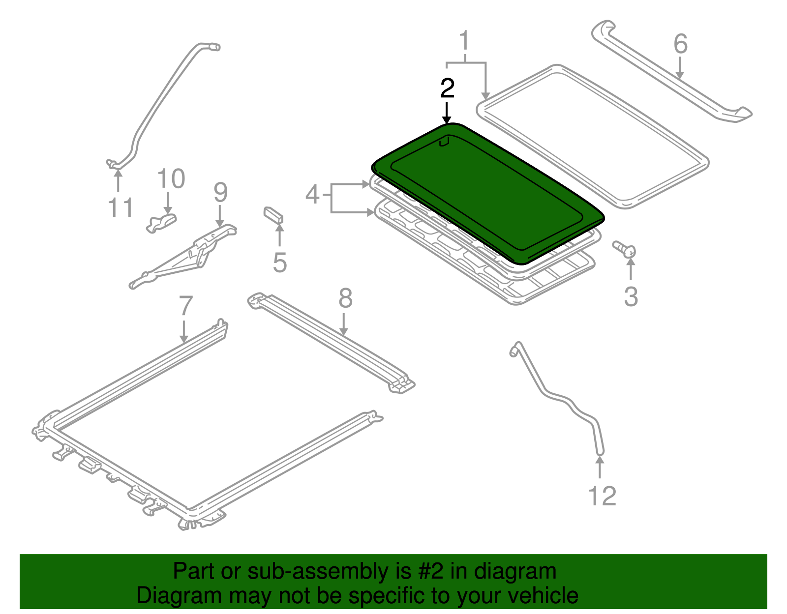 Sunroof Glass Weatherstrip - Ford (YL8Z-78502A90-AA)
