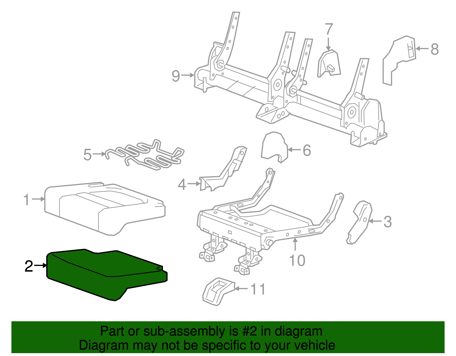 Driver Side 3rd Row Seat Cushion Pad - GM (84420958)