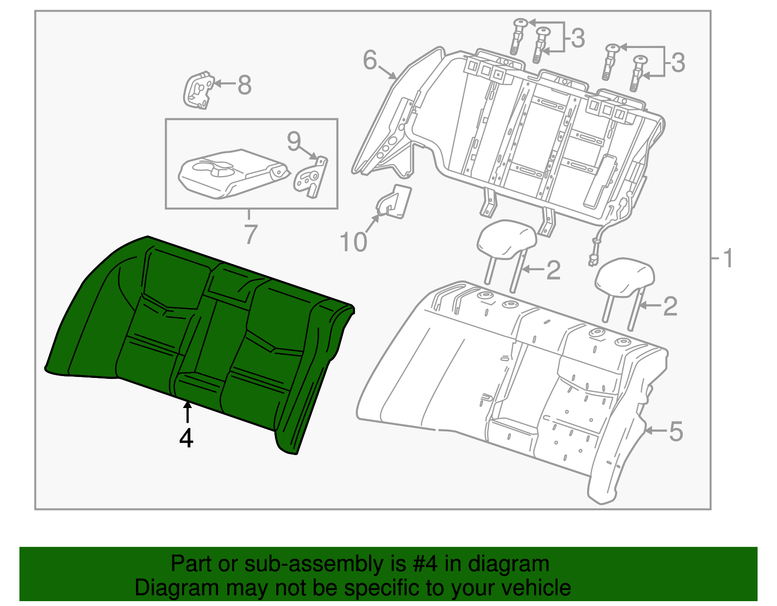 Saffron Rear Passenger Side Seat Back Cushion Cover - GM (84041286)