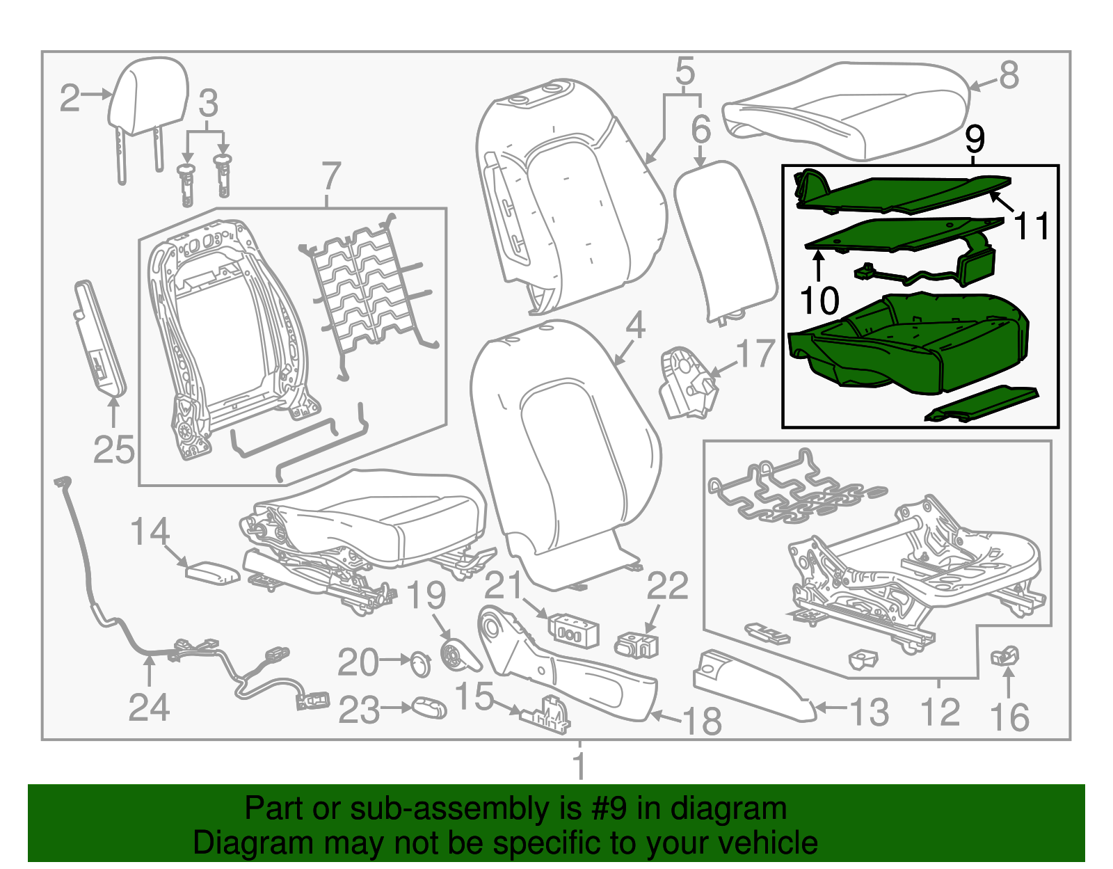 Passenger Side Front Seat Cushion Pad - GM (95077986)