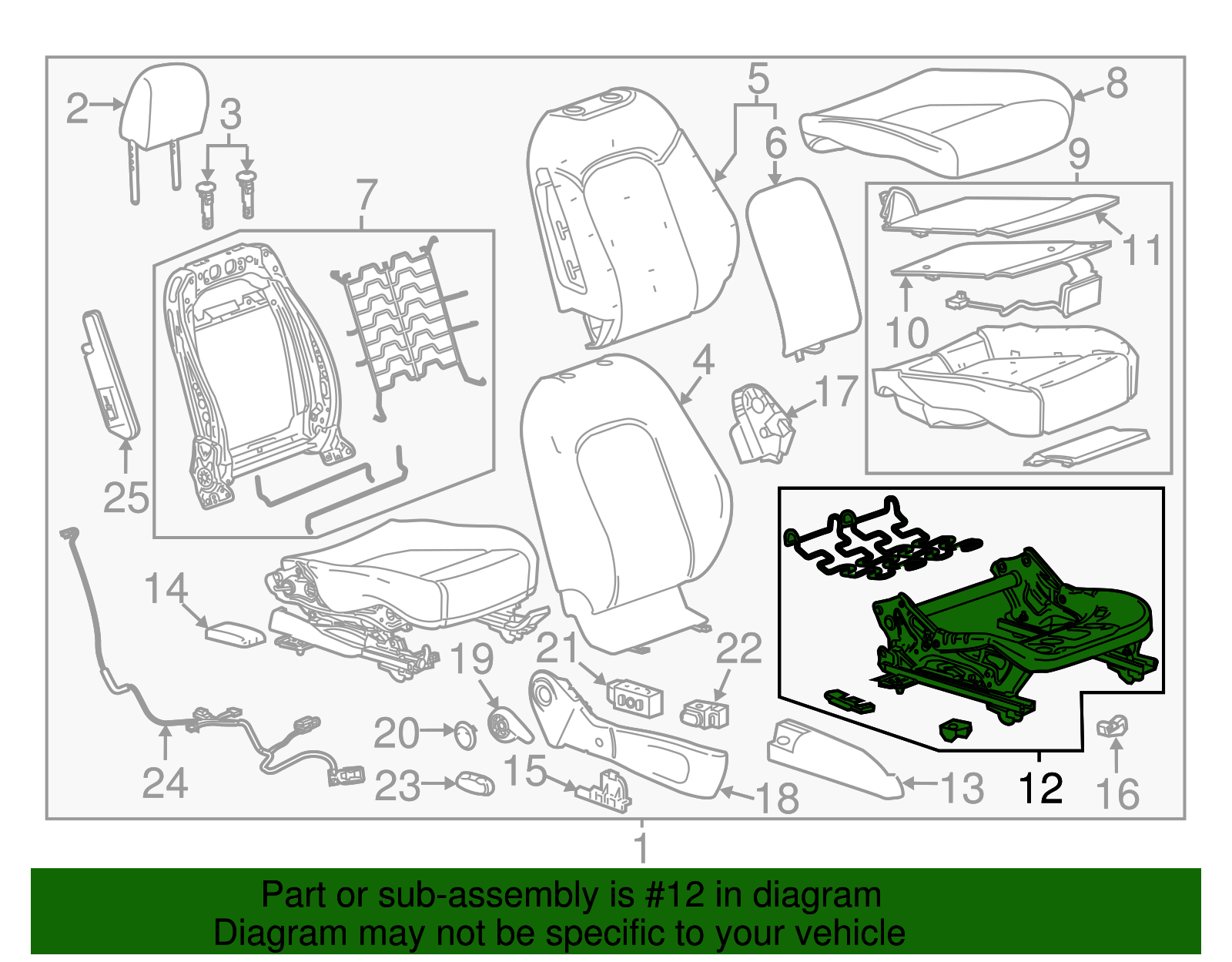 Passenger Side Front Seat Cushion Frame - GM (95077950)