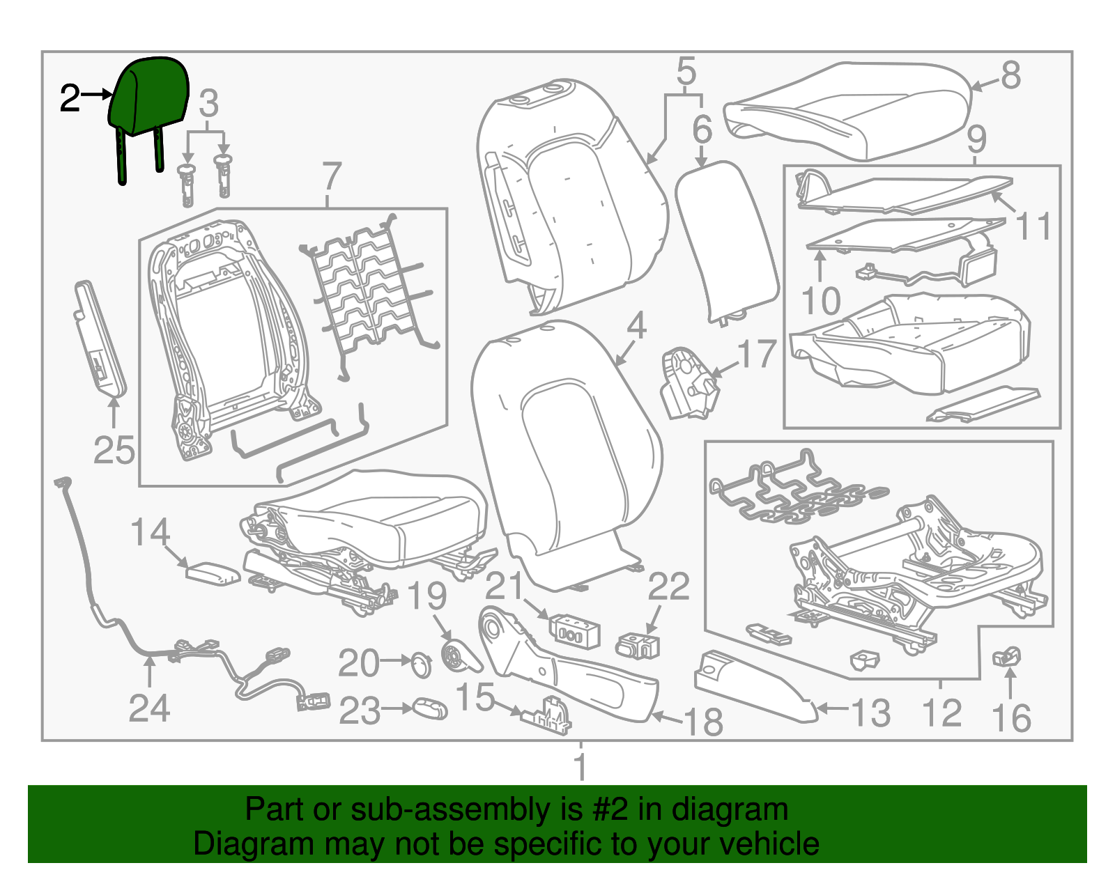 Cocoa Front Head Restraint - GM (95136167)