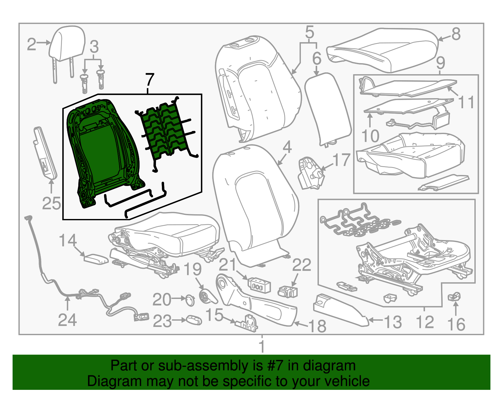 Passenger Side Front Seat Back Frame - GM (95087992)