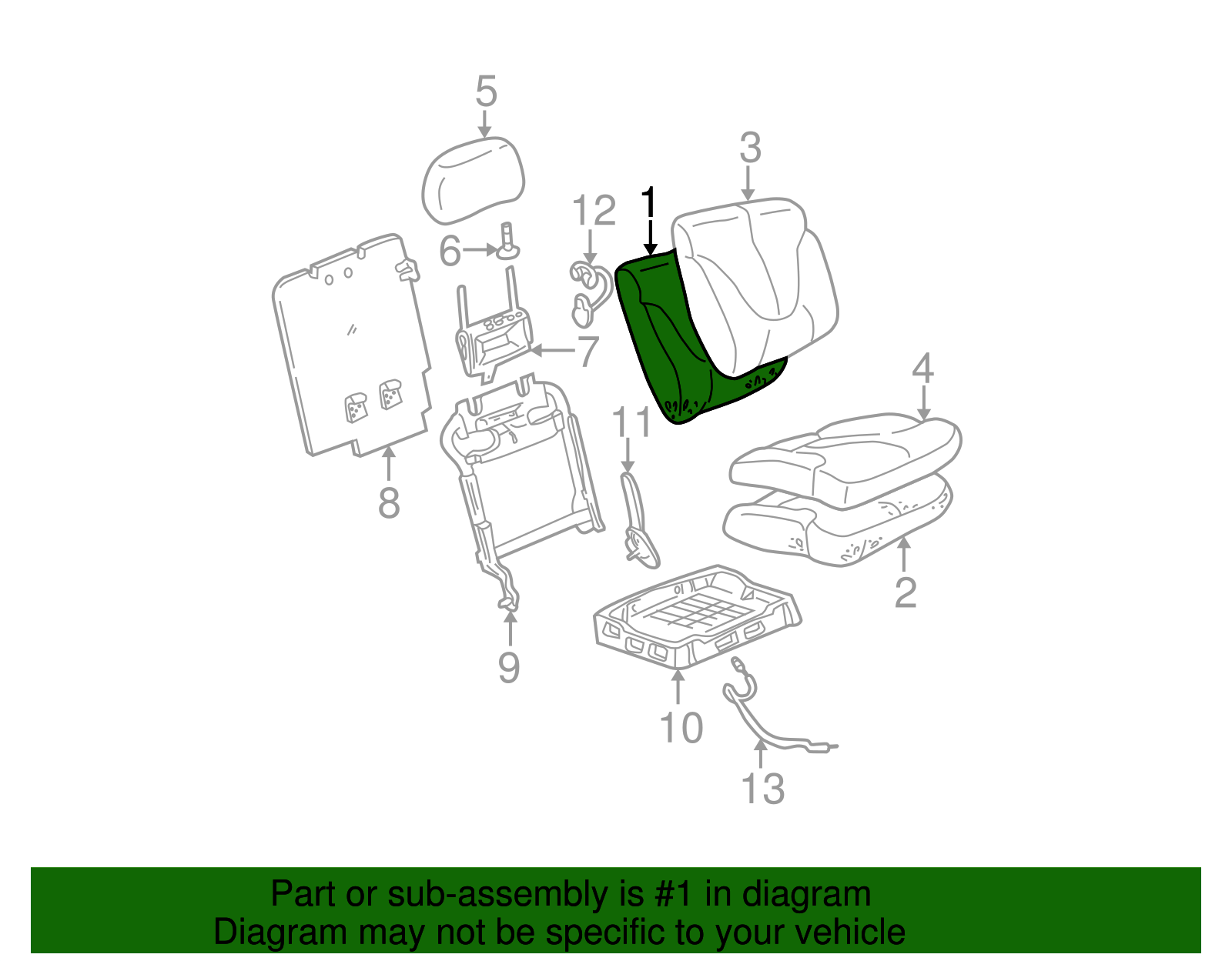 Pad, R/Seat Black Cushion - GM (88938515)