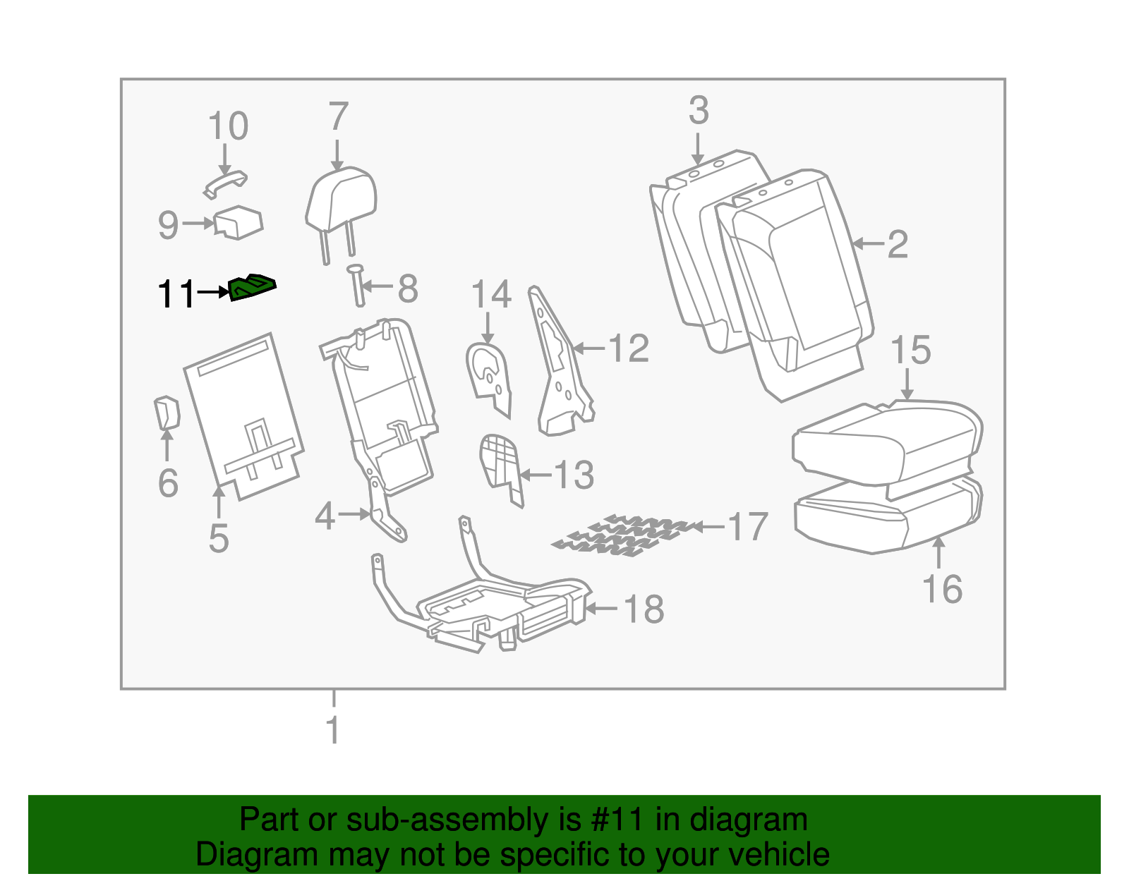 Light Titanium Rear Seat Folding Seat Latch Release Handle Bezel - GM (96844677)