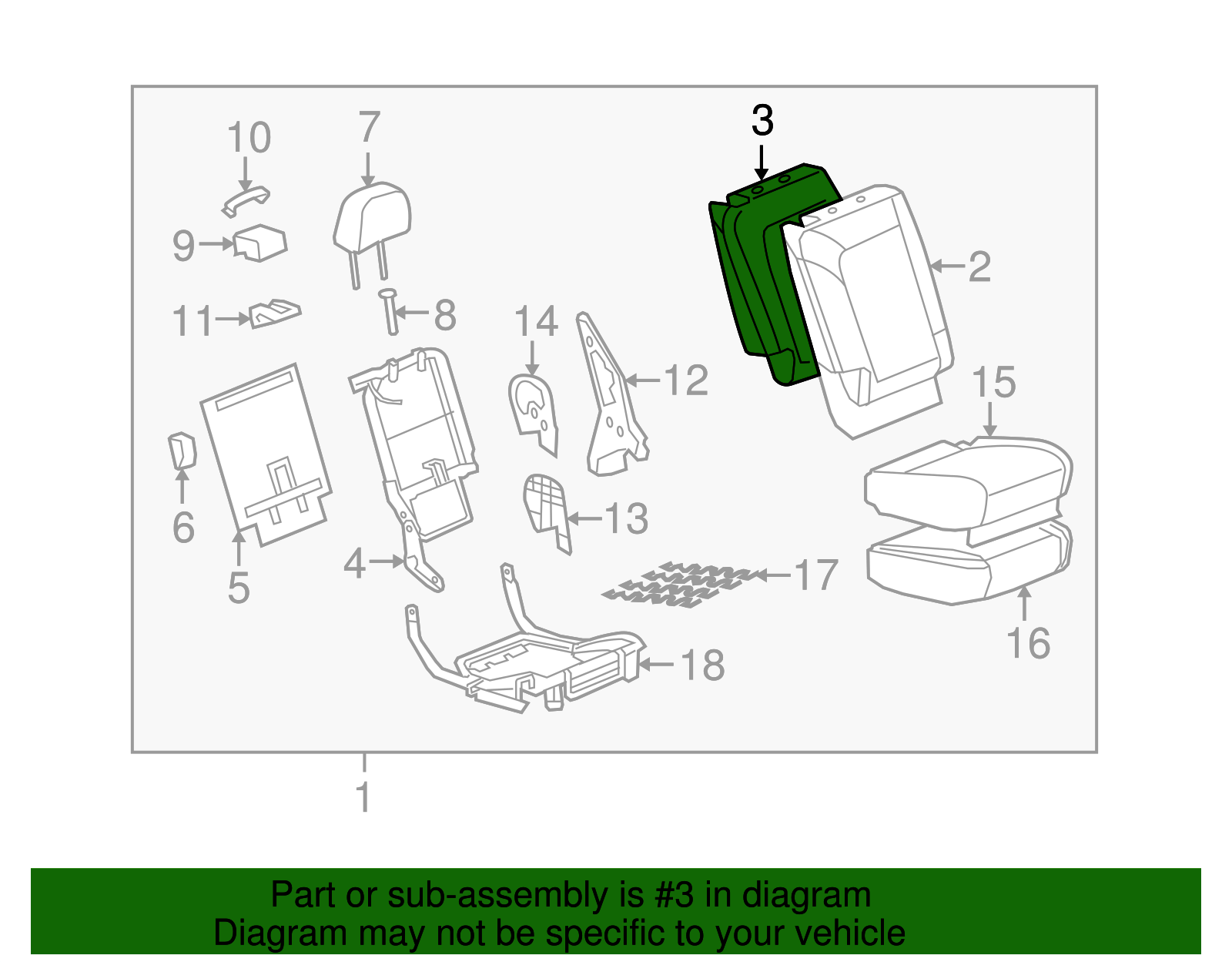 Passenger Side Rear Seat Back Pad - GM (96839530)