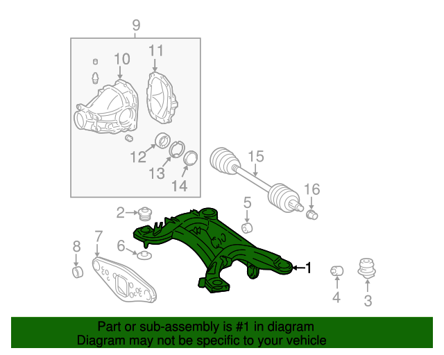 20032011 MercedesBenz Rear Subframe 2113507508 MB OEM Parts