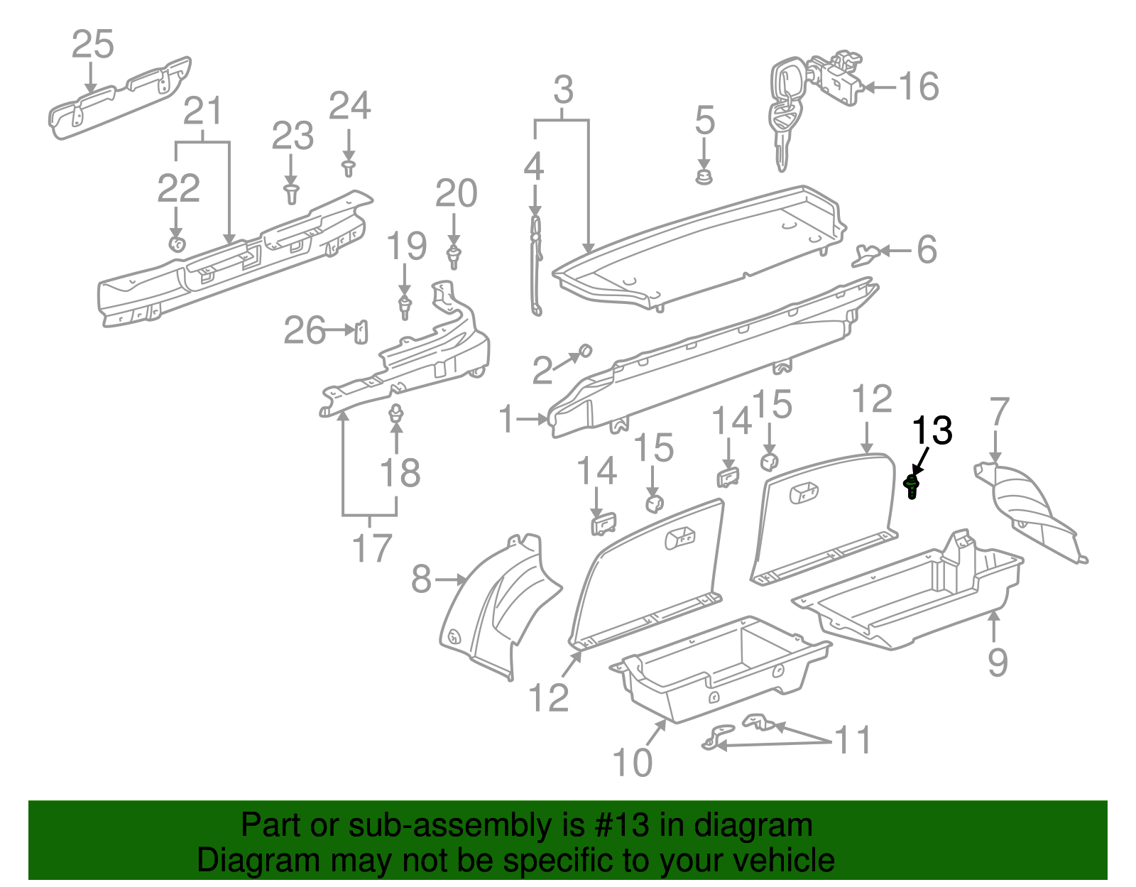 Storage Box Door Bolt - Toyota (90159-60425)
