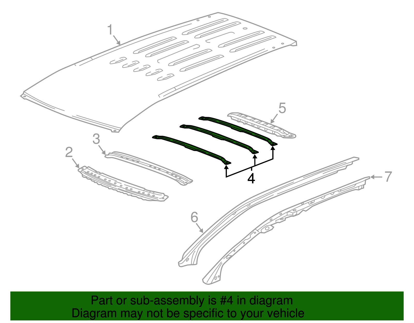 Roof Panel Number 3 Bow - GM (84304540)