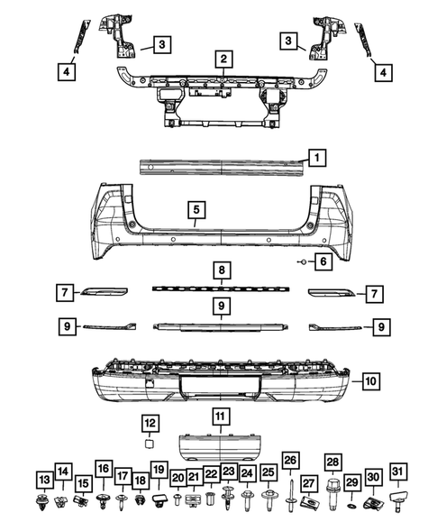 2021 - 2024 Jeep Rear Lower Fascia 68585421AA 2021 - 2024 Jeep Rear Lower Fascia 68585421AA